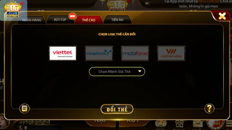 Nạp và Rút Tiền Hitclub Nhanh Chóng An Toàn Hướng Dẫn Chi Tiết 2026 2 Nạp rút tiền bằng phương thức thẻ cào
