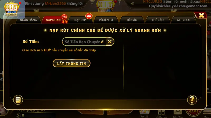 Nạp và Rút Tiền Hitclub Nhanh Chóng An Toàn Hướng Dẫn Chi Tiết 2026 3 Phát hiện nhập sai thông tin ngân hàng khi rút tiền